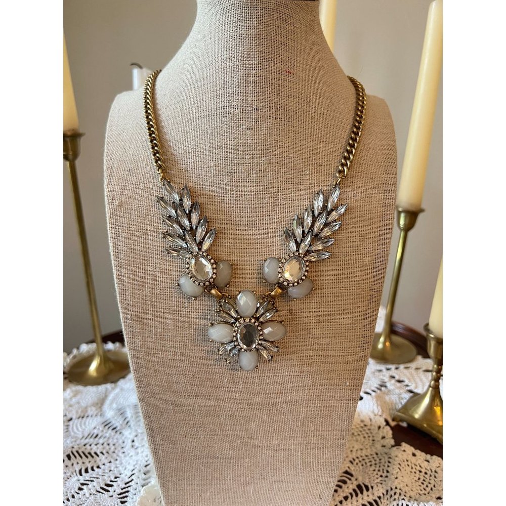 J Crew Tiered Bib Statement Winged Statement Necklace in Matte Brushed Gold